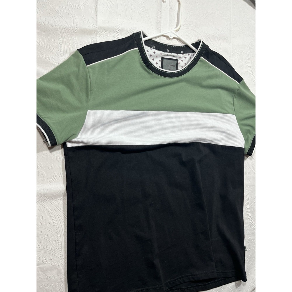 Asher Jones Men's Large Colorblock Crew Neck Short Sleeve Cotton T-Shirt Green